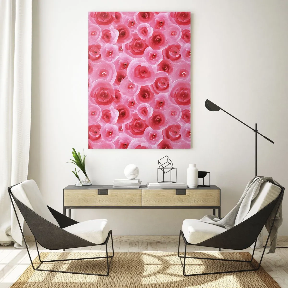Billede på glas - Roser under og over - 50x70 cm