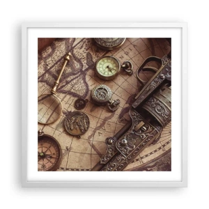 Plakat i hvid ramme - Opkald til eventyr - 50x50 cm