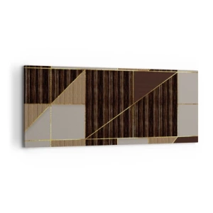 Lærredstryk - Billede på lærred - En mosaik af brune og gyldne farver - 100x40 cm