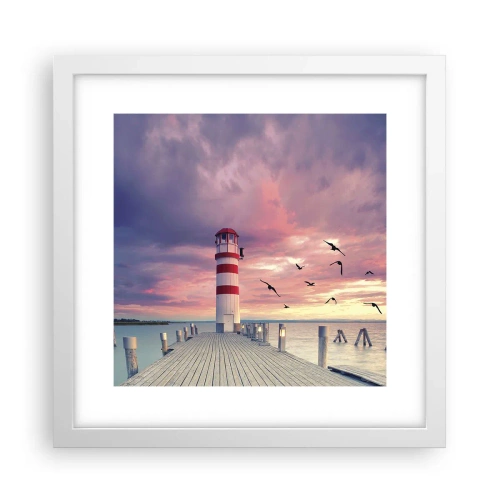 Plakat i hvid ramme - Det er tid til havnen - 30x30 cm