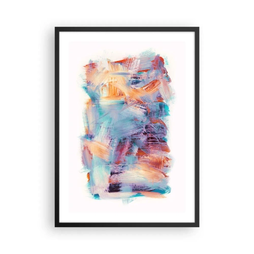Plakat i sort ramme - Udtryksfuld abstraktion i nuancer af orange og blå - 50x70cm - Farverigt rod - Moderne vægdekoration til stue og soveværelse ARTTOR