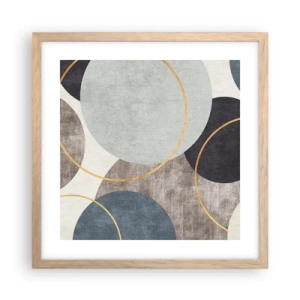 Plakat i ramme af lyst egetræ - Hjul efter hjul - 40x40 cm