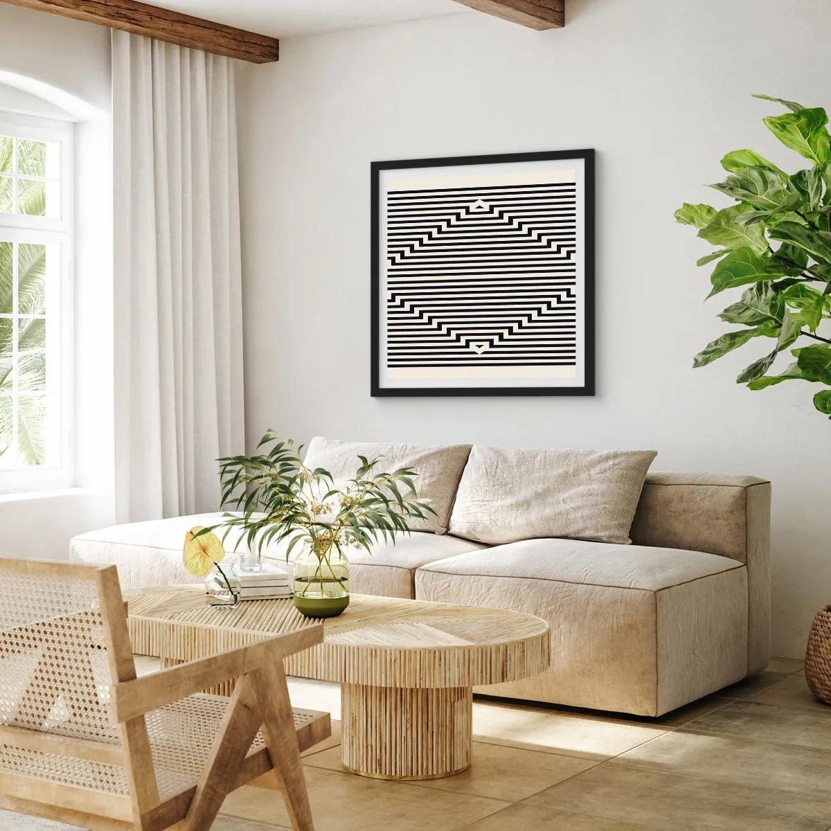 Plakat i sort ramme - Geometrisk illusion - 40x40 cm