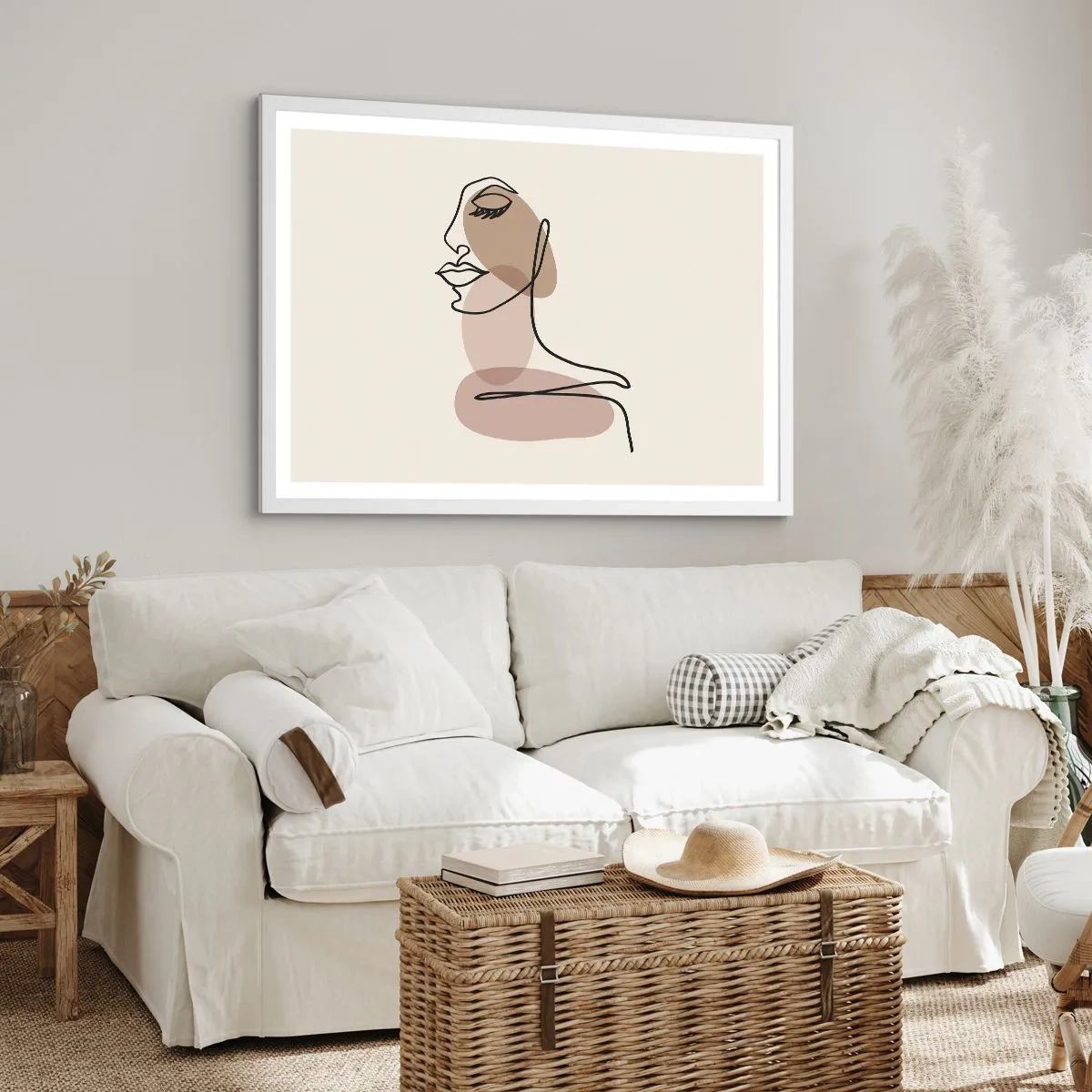 Plakat i hvid ramme - En vis linje af skønhed - 100x70 cm