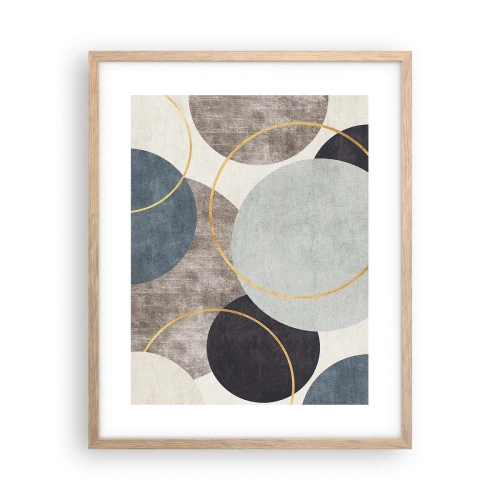 Plakat i ramme af lyst egetræ - Hjul efter hjul - 40x50 cm