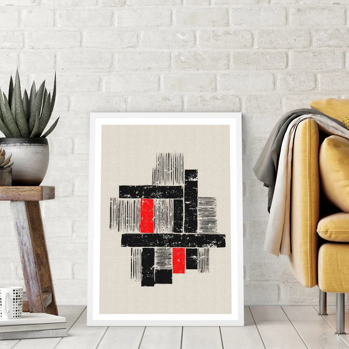 Plakat i hvid ramme - Rødt og sort - 50x70 cm
