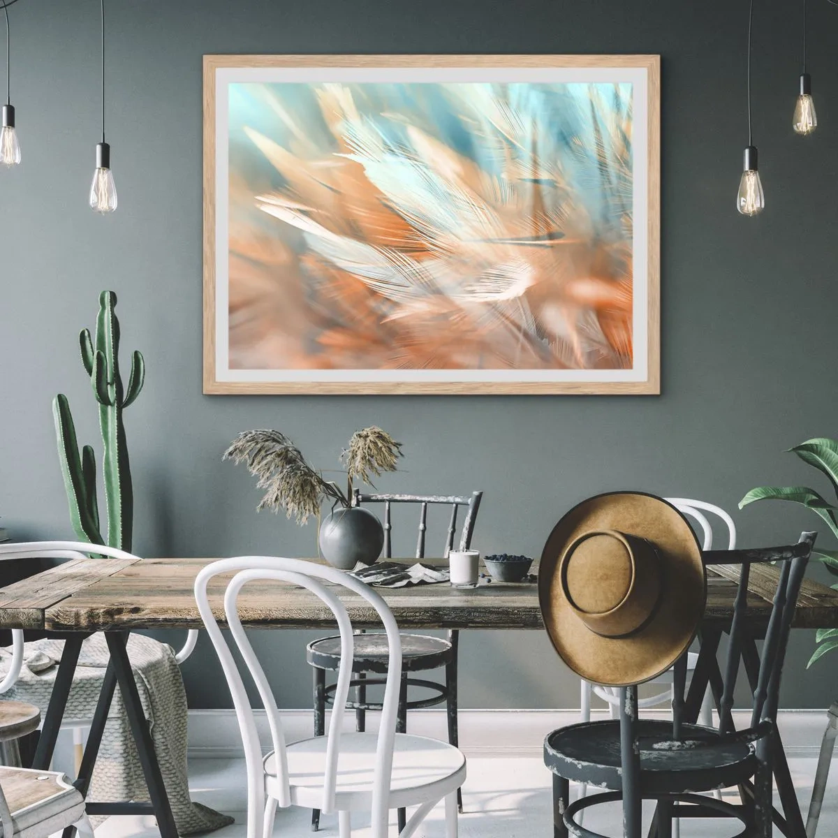 Plakat i ramme af lyst egetræ - I mildhedens land - 70x50 cm