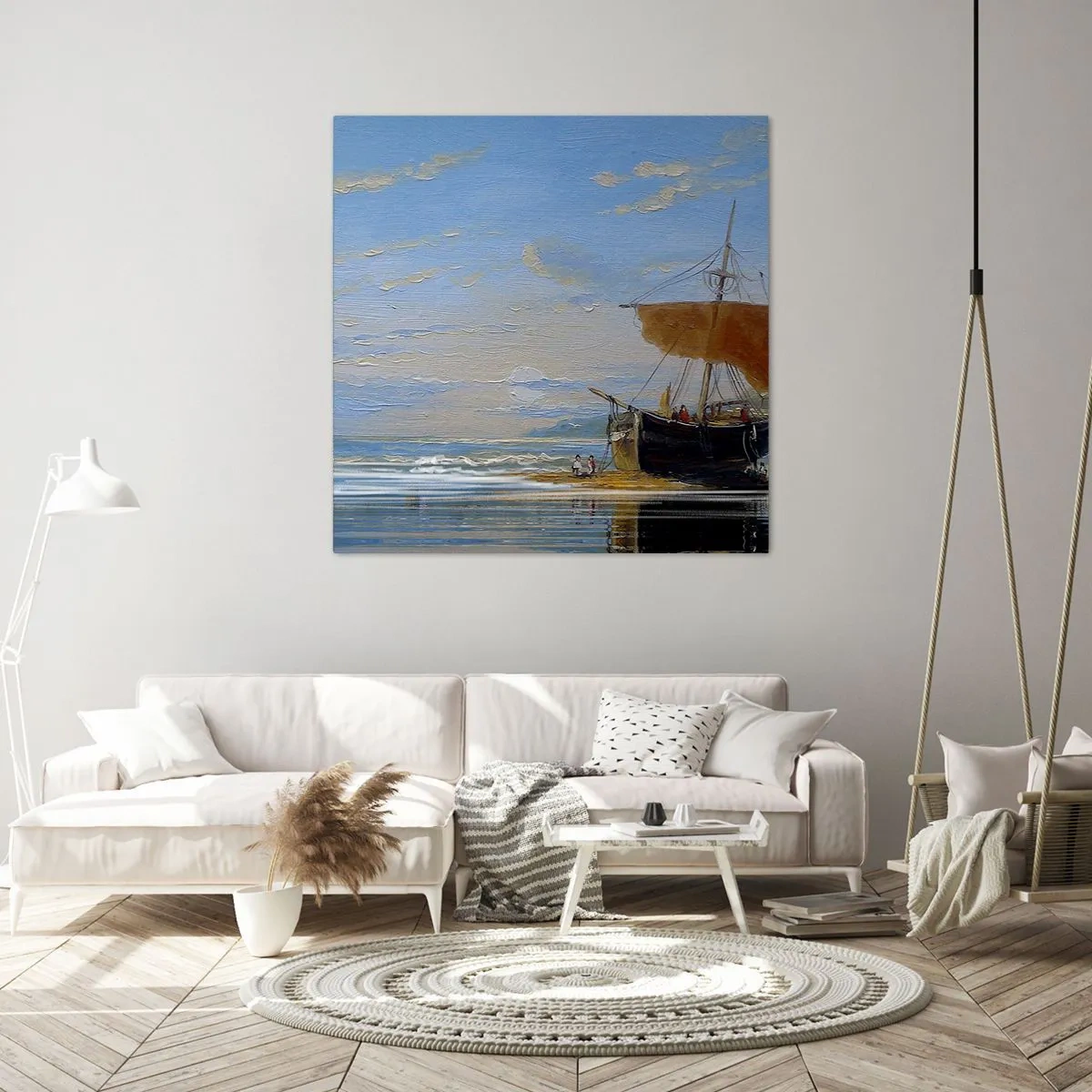 Lærredstryk - Billede på lærred - Vand, jord, luft - 30x30 cm