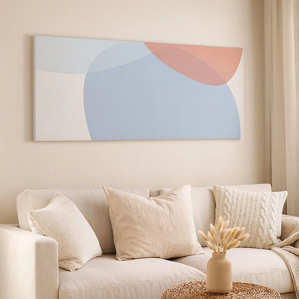 Lærredstryk - Billede på lærred - Pastelfarvede relationer - 100x40 cm