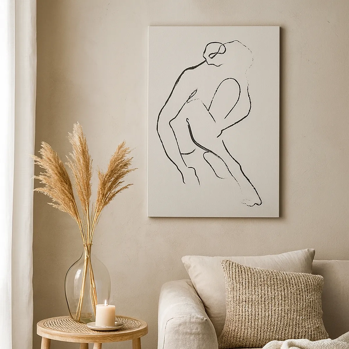 Lærredstryk - Billede på lærred - Intim skitse - 50x70 cm