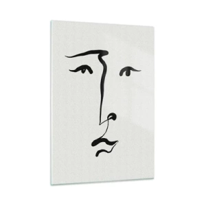 Billede på glas - Portræt i én linje - 50x70 cm