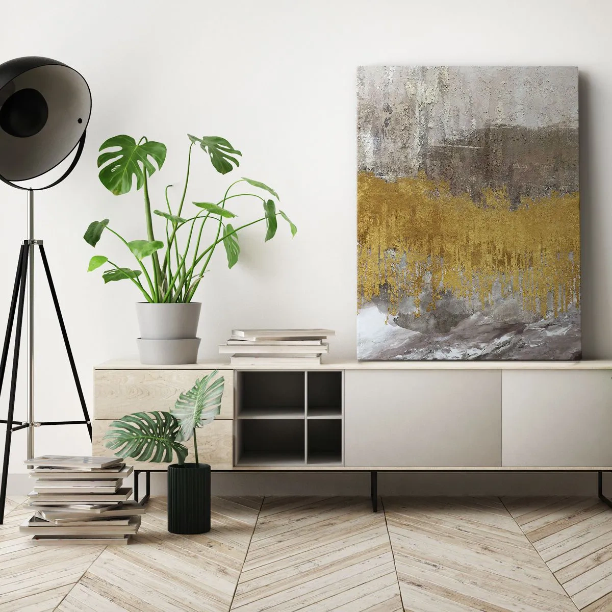 Lærredstryk - Billede på lærred - En gylden eksplosion - 50x70 cm