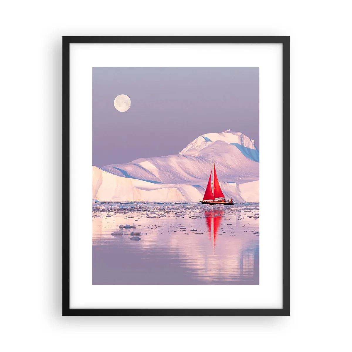 Plakat i sort ramme - Sejlets varme, isens kulde - 40x50 cm