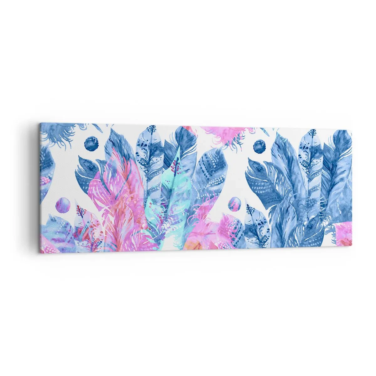 Lærredstryk - Billede på lærred - Plys i lyserød og blå - 140x50 cm