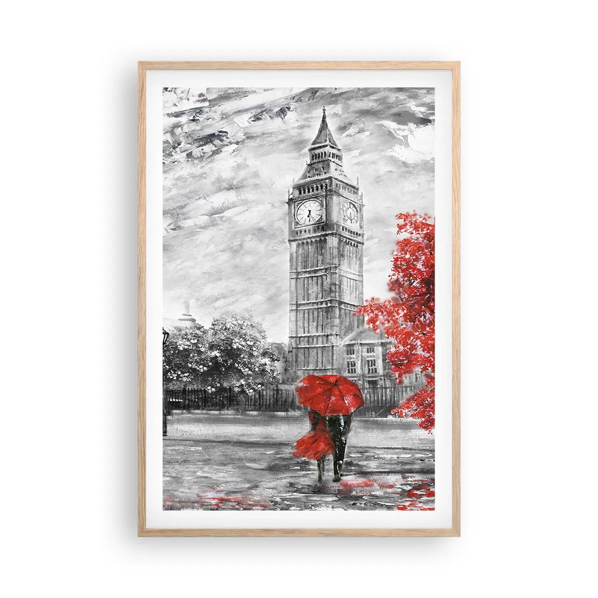 Plakat i ramme af lyst egetræ - En spændende dag - 61x91 cm