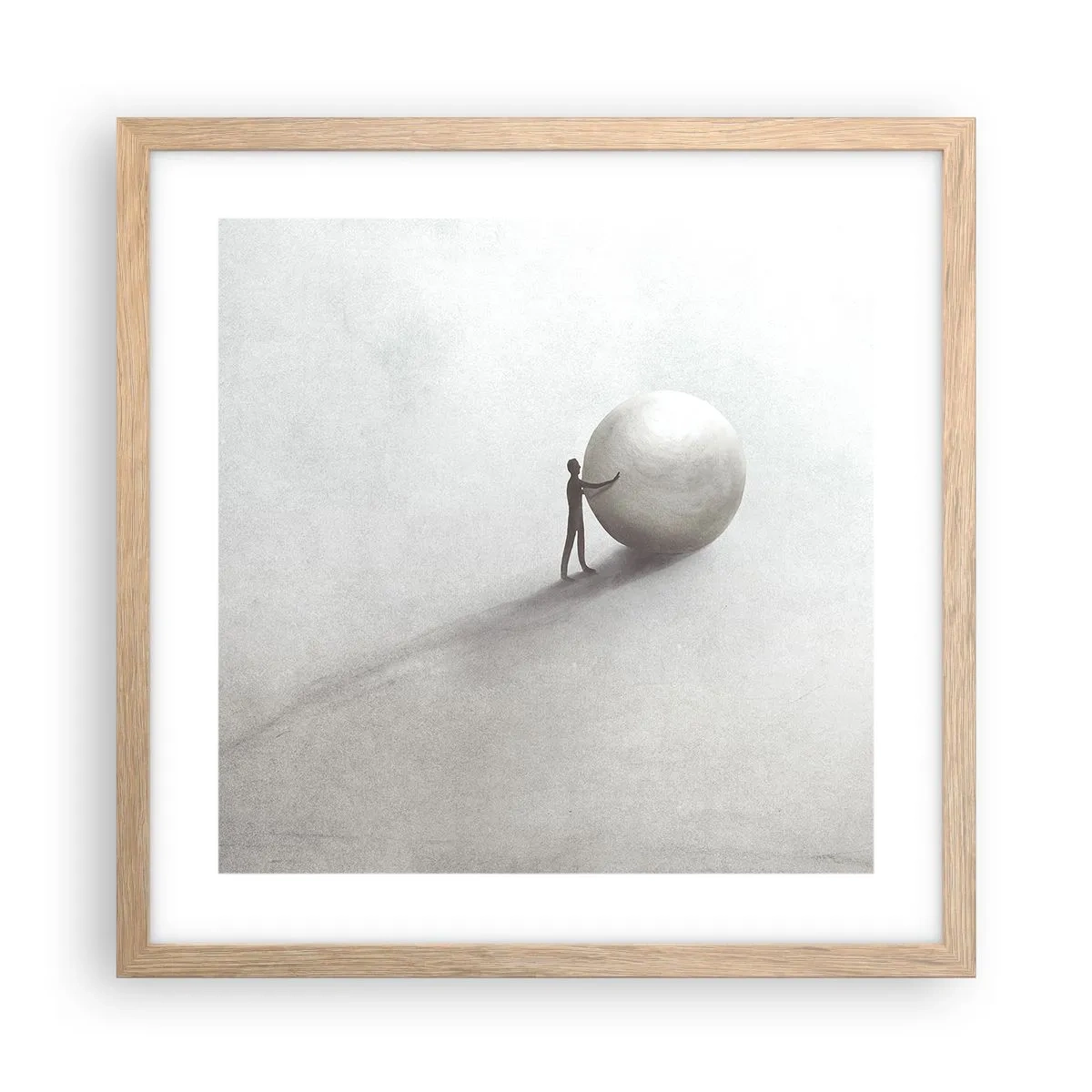 Plakat i ramme af lyst egetræ - Livets spil - 40x40 cm