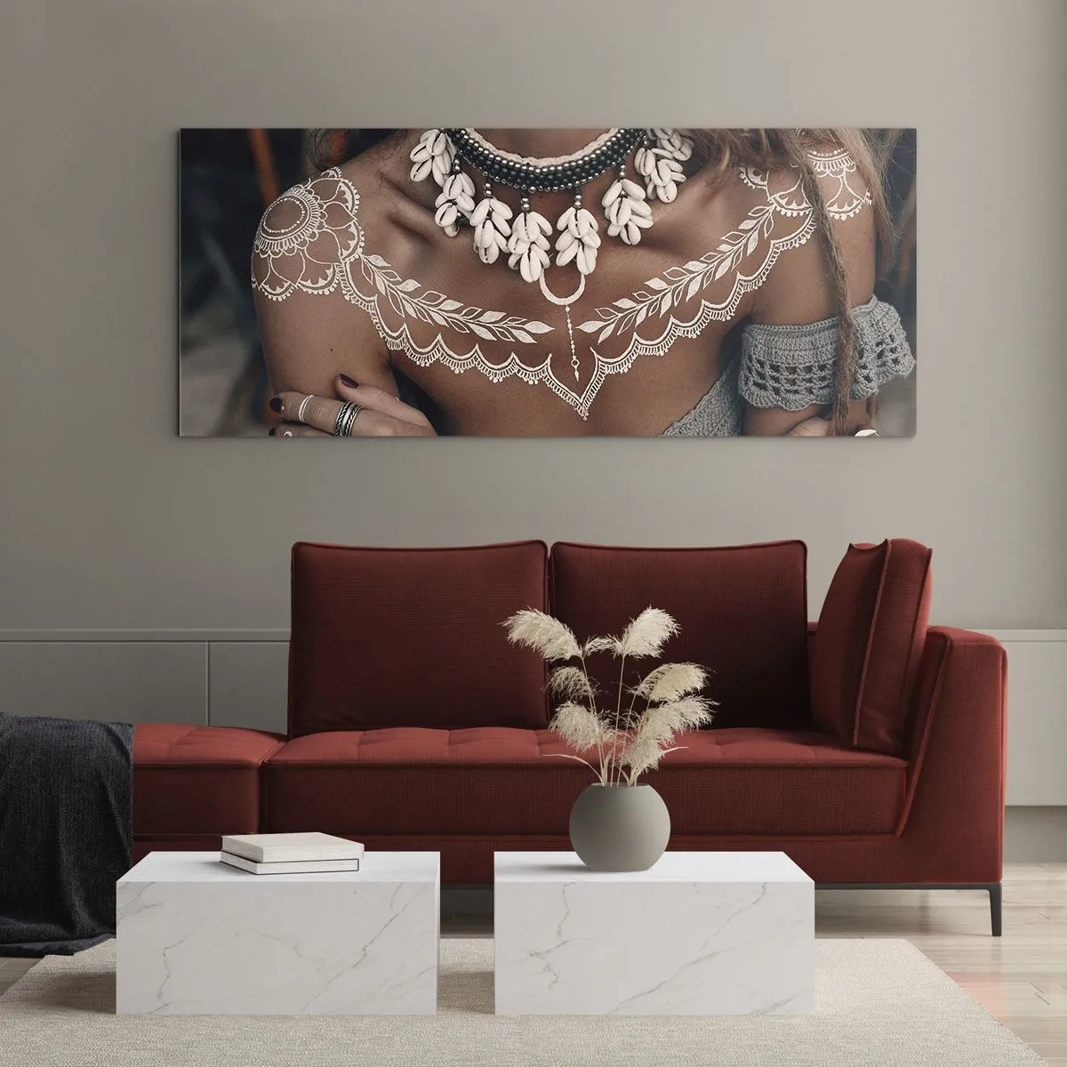 Billede på glas - Talismaner, ritualer om kvindelighed - 120x50 cm