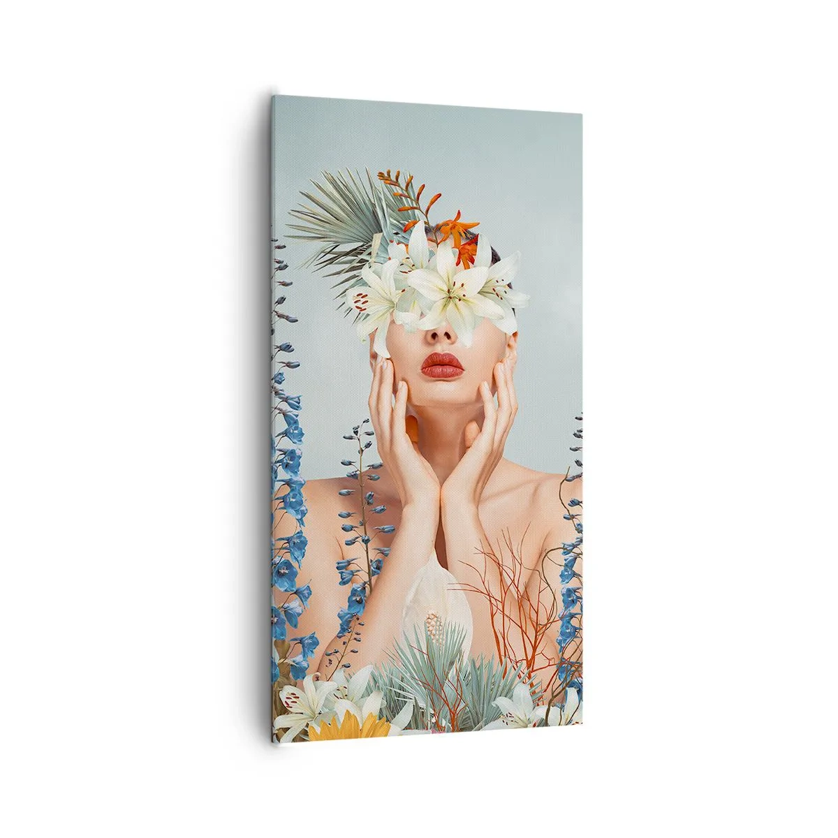 Lærredstryk - Billede på lærred - Kvinde blomst - 65x120 cm