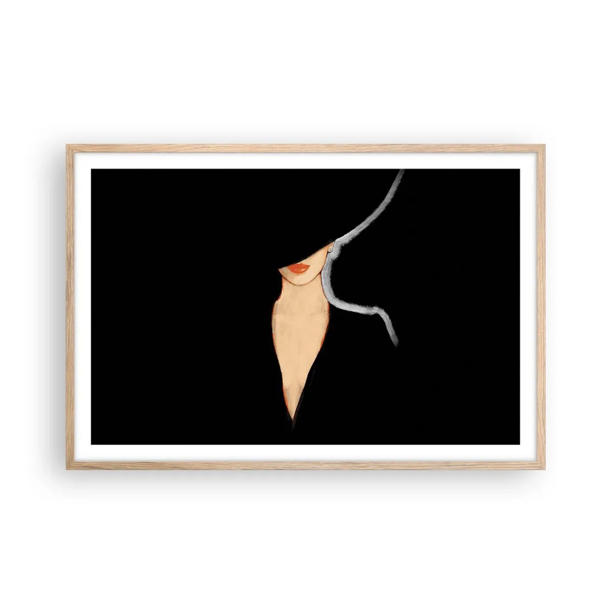 Plakat i ramme af lyst egetræ - Elegance og stil - 91x61 cm