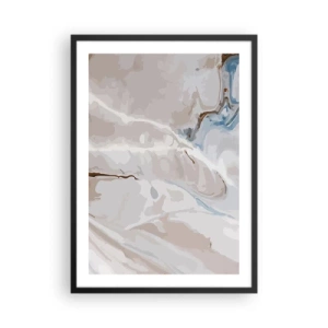 Plakat i sort ramme - Marmormønster i sarte beige og blå nuancer - 50x70cm - Blå slynger sig under det hvide - Moderne vægdekoration til stue og soveværelse ARTTOR