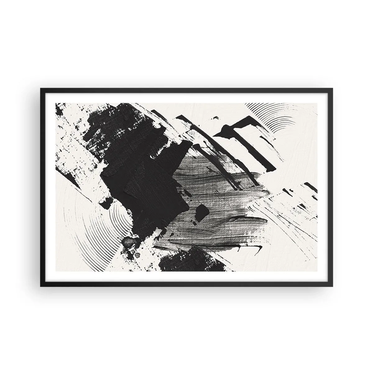 Plakat i sort ramme - Abstraktion - det sortes udtryk - 91x61 cm