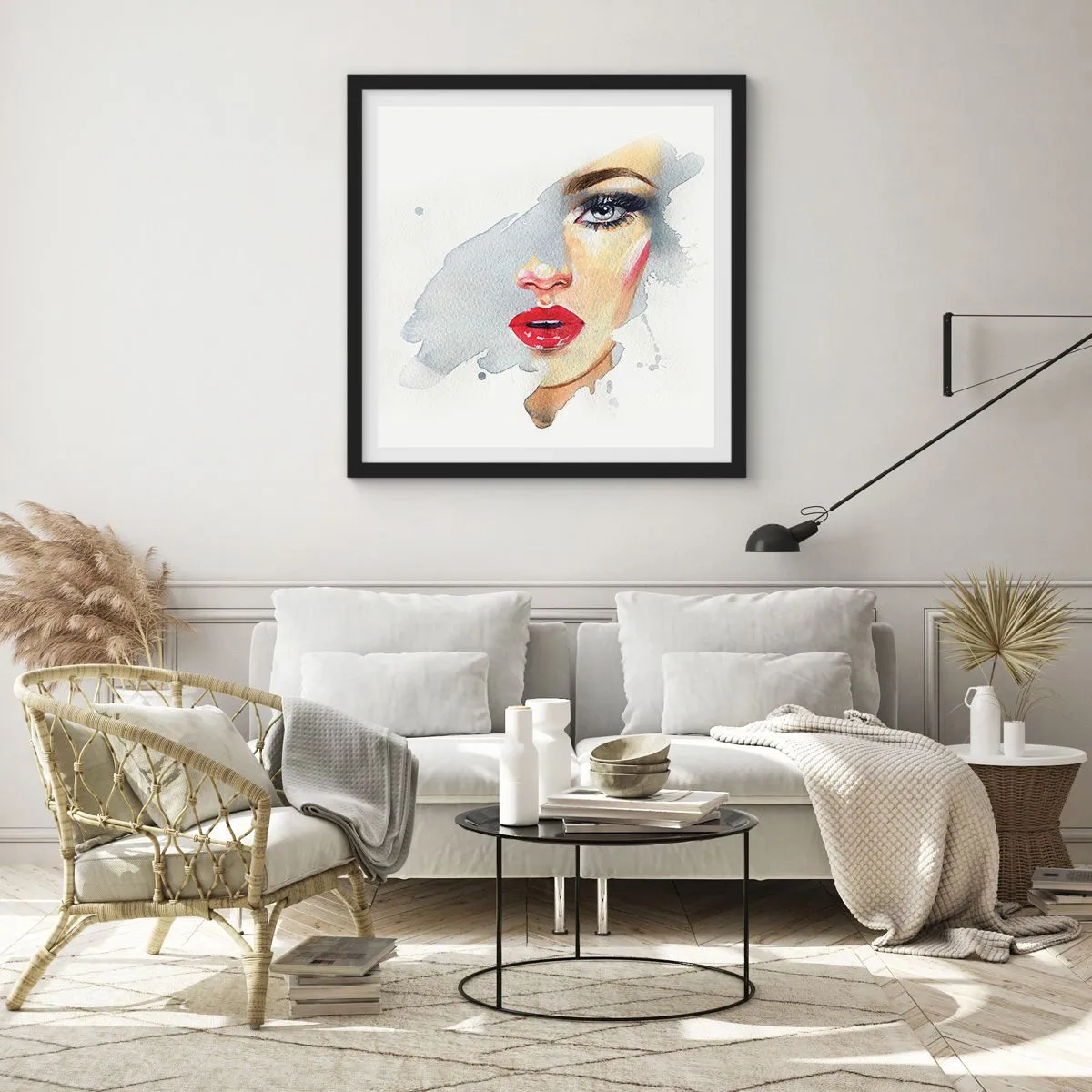 Plakat i sort ramme - Refleksion i en vanddråbe - 50x50 cm