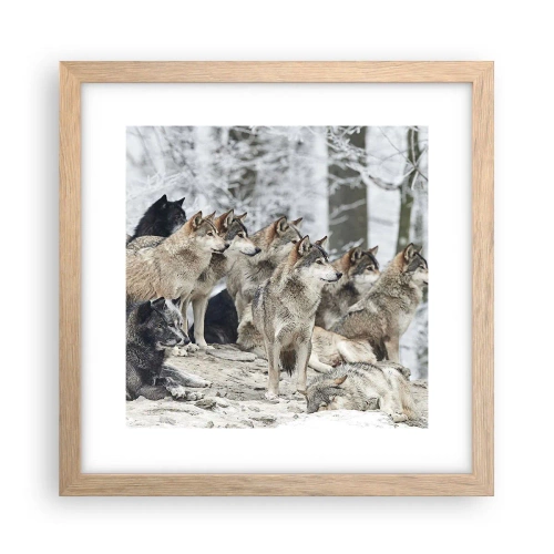 Plakat i ramme af lyst egetræ - Familie og venner - 30x30 cm