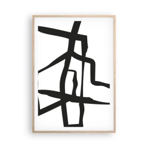 Plakat i ramme af lyst egetræ - Sort og hvid konstruktion - 70x100 cm