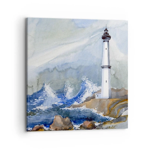 Lærredstryk - Billede på lærred - Mod mørket og stormen - 70x70 cm