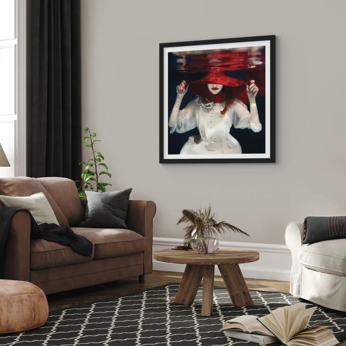 Plakat i sort ramme - Vidunderkvinden - 50x50 cm