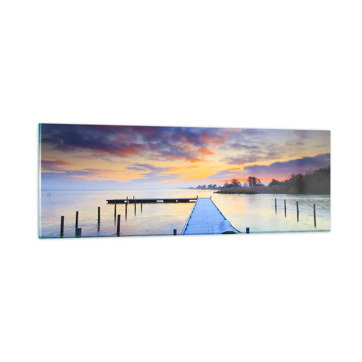 Billede på glas - Violet-gylden sindsro - 90x30 cm