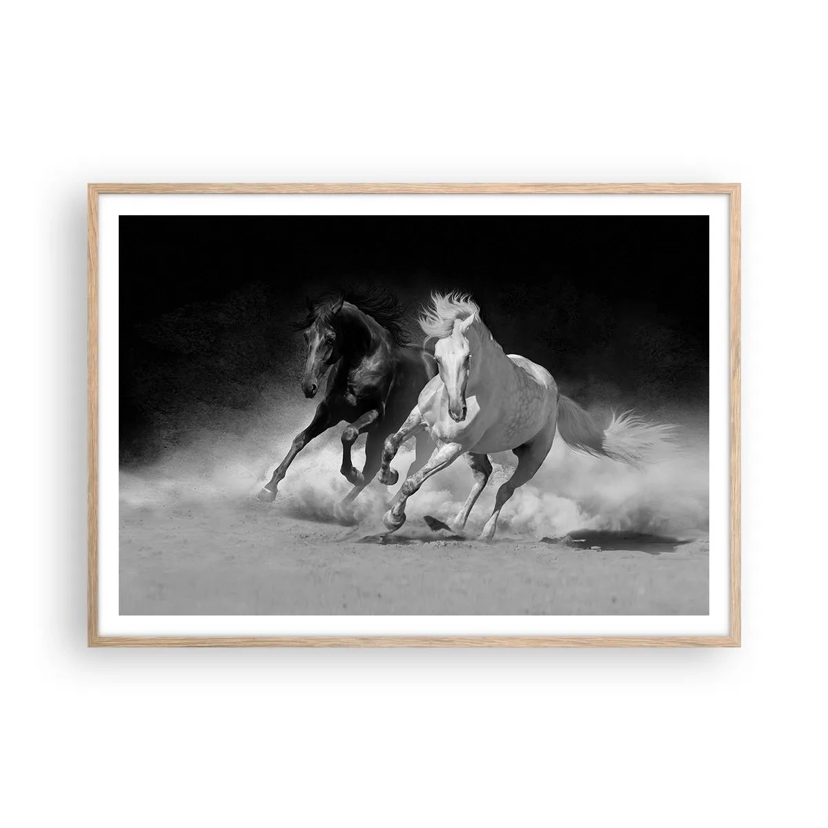 Plakat i ramme af lyst egetræ - Frihedens galop - 100x70 cm