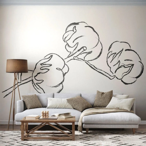 Fototapet Selvklæbende Deluxe Sticker - Bomuld ned - Bomuld, Minimalisme, Kontur - 100x70 cm