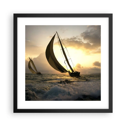 Plakat i sort ramme - I medvind og modvind - 40x40 cm