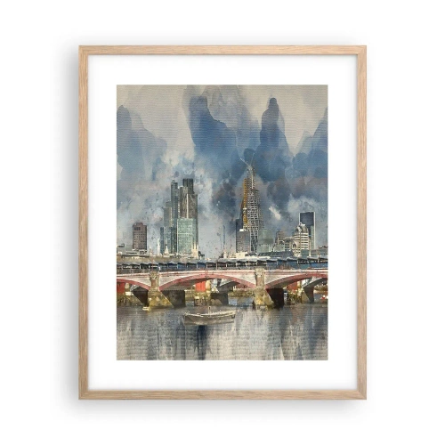 Plakat i ramme af lyst egetræ - London i al sin pragt - 40x50 cm