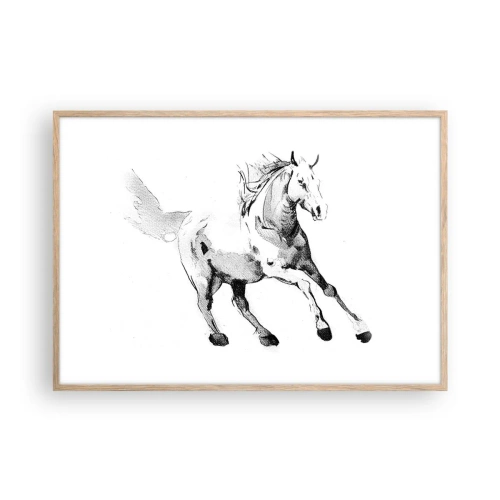 Plakat i ramme af lyst egetræ - Utæmmet sjæl - 100x70 cm