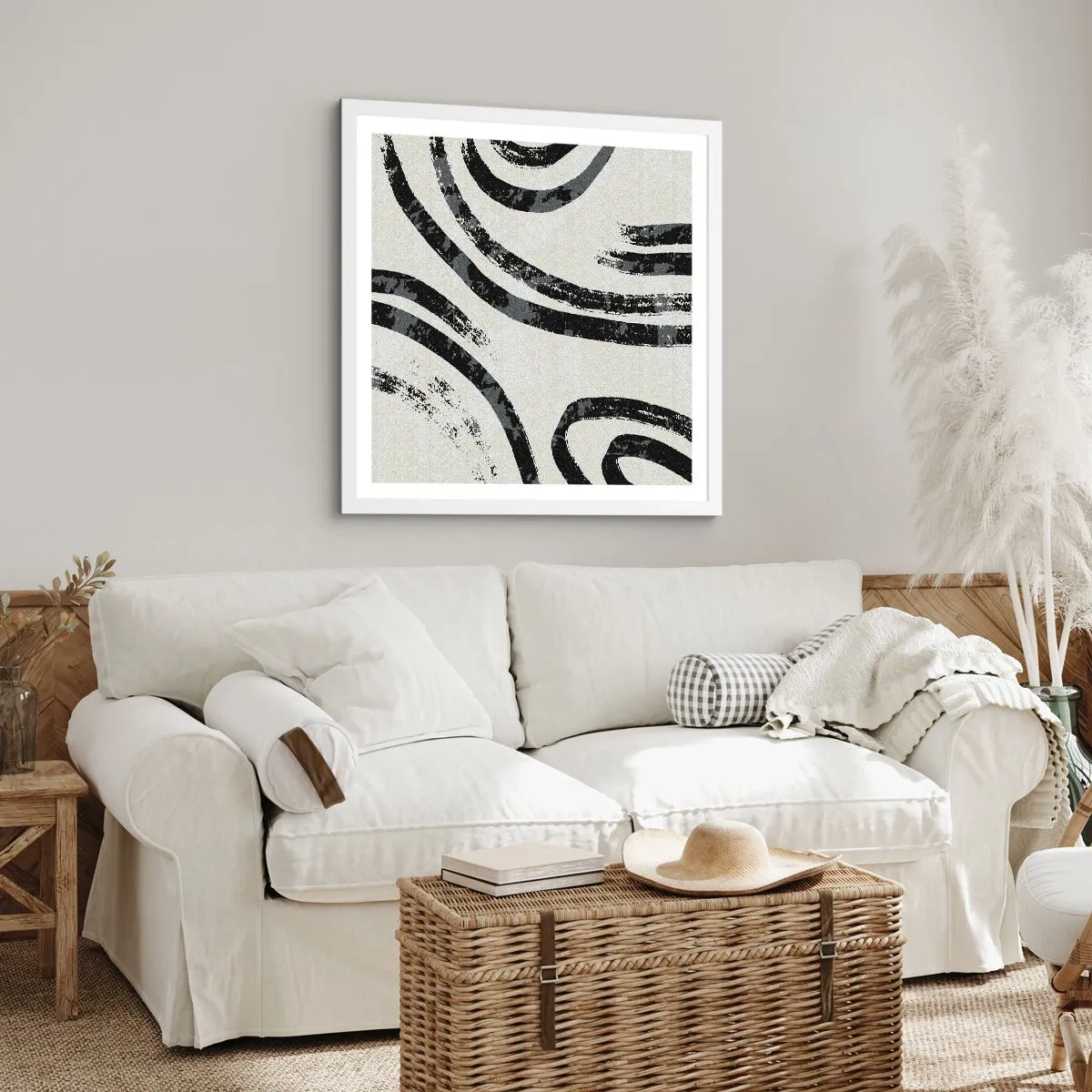 Plakat i hvid ramme - Halvt stoppet - 50x50 cm