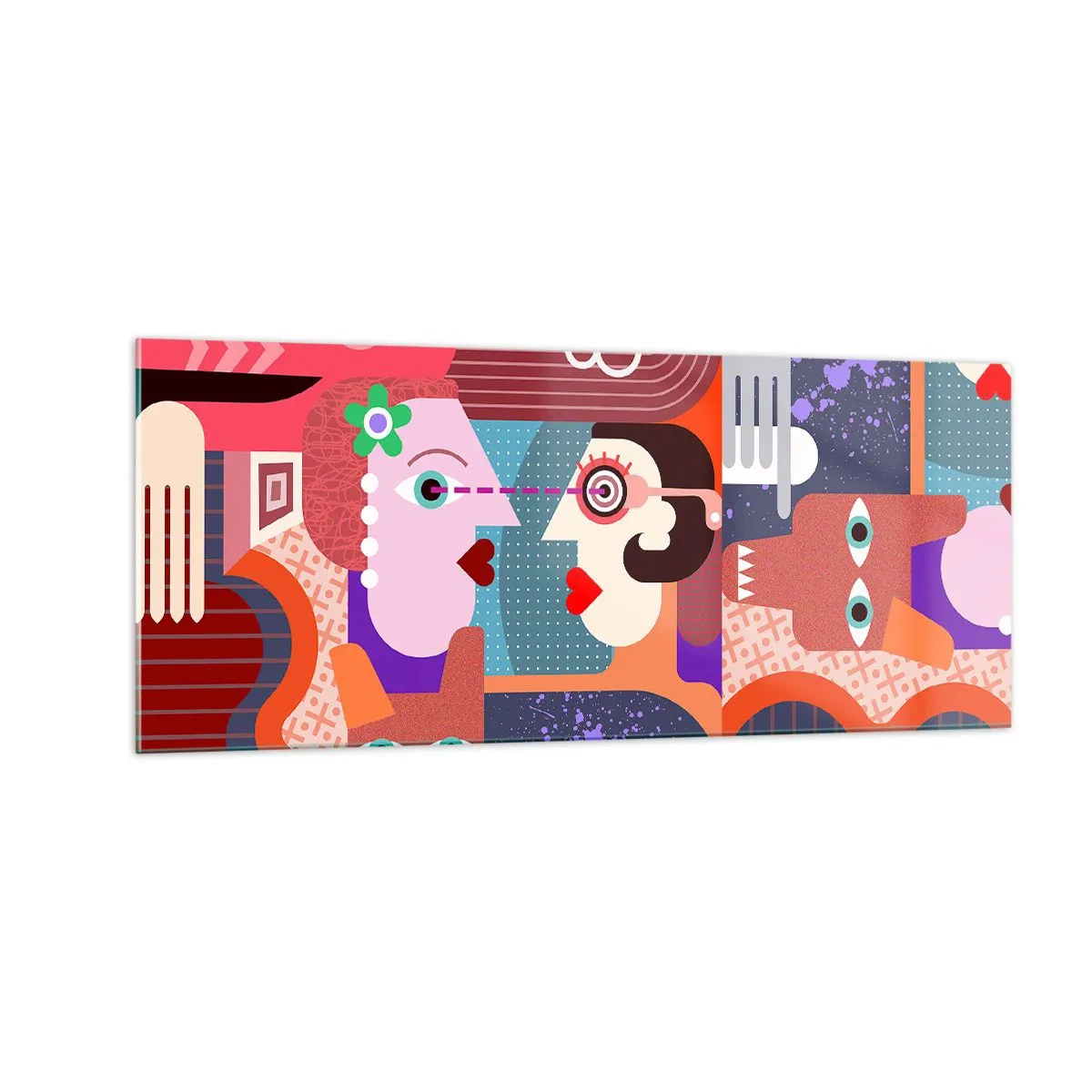 Billede på glas - Øje mod øje - 100x40 cm