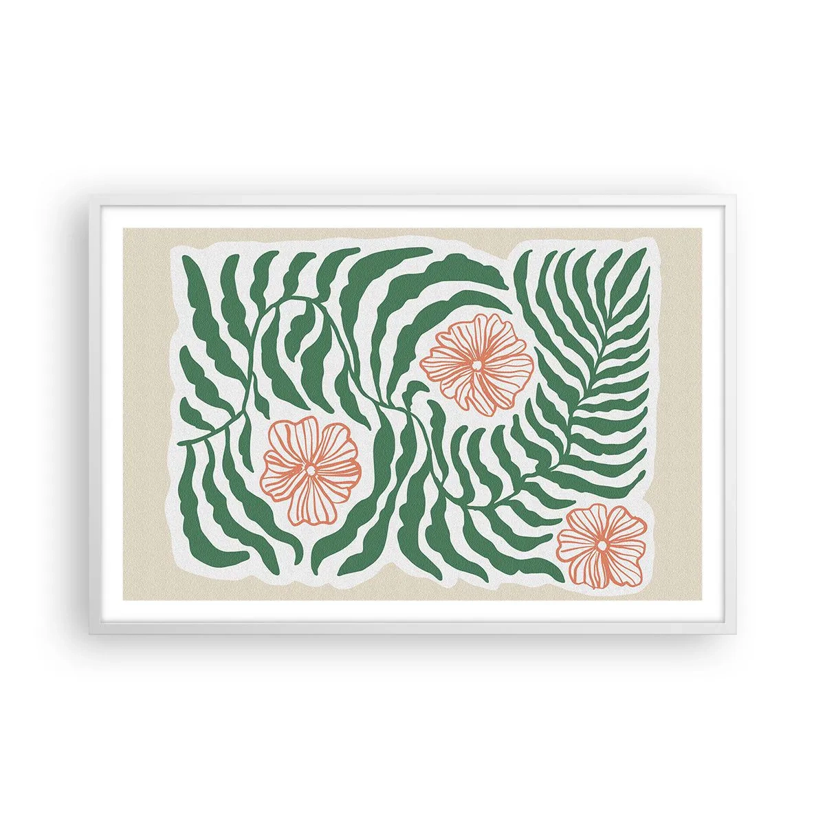 Plakat i hvid ramme - Blomstrede i grønt - 91x61 cm