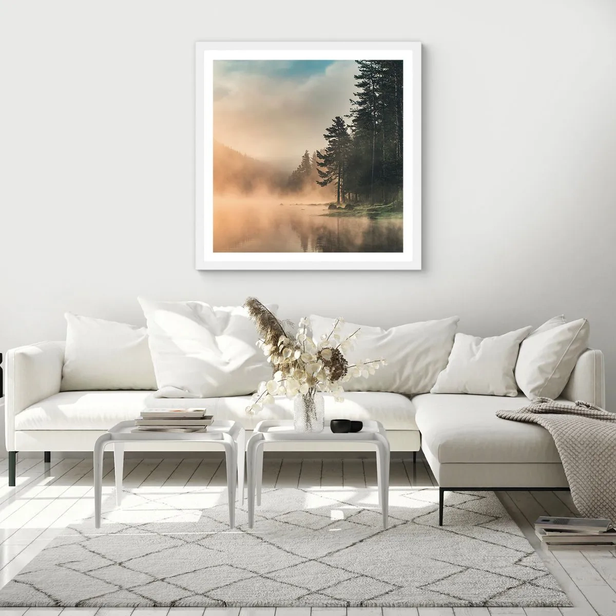 Plakat i hvid ramme - En dags fødsel - 40x40 cm