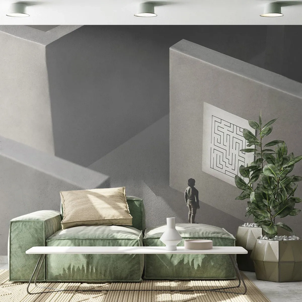 Fototapet Premium Sand - Men hvor er jeg? - Labyrint, Abstraktion, Stykke - 350x256 cm