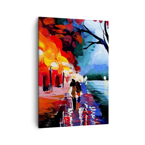 Lærredstryk - Billede på lærred - Flammende efterår i parken - 50x70 cm