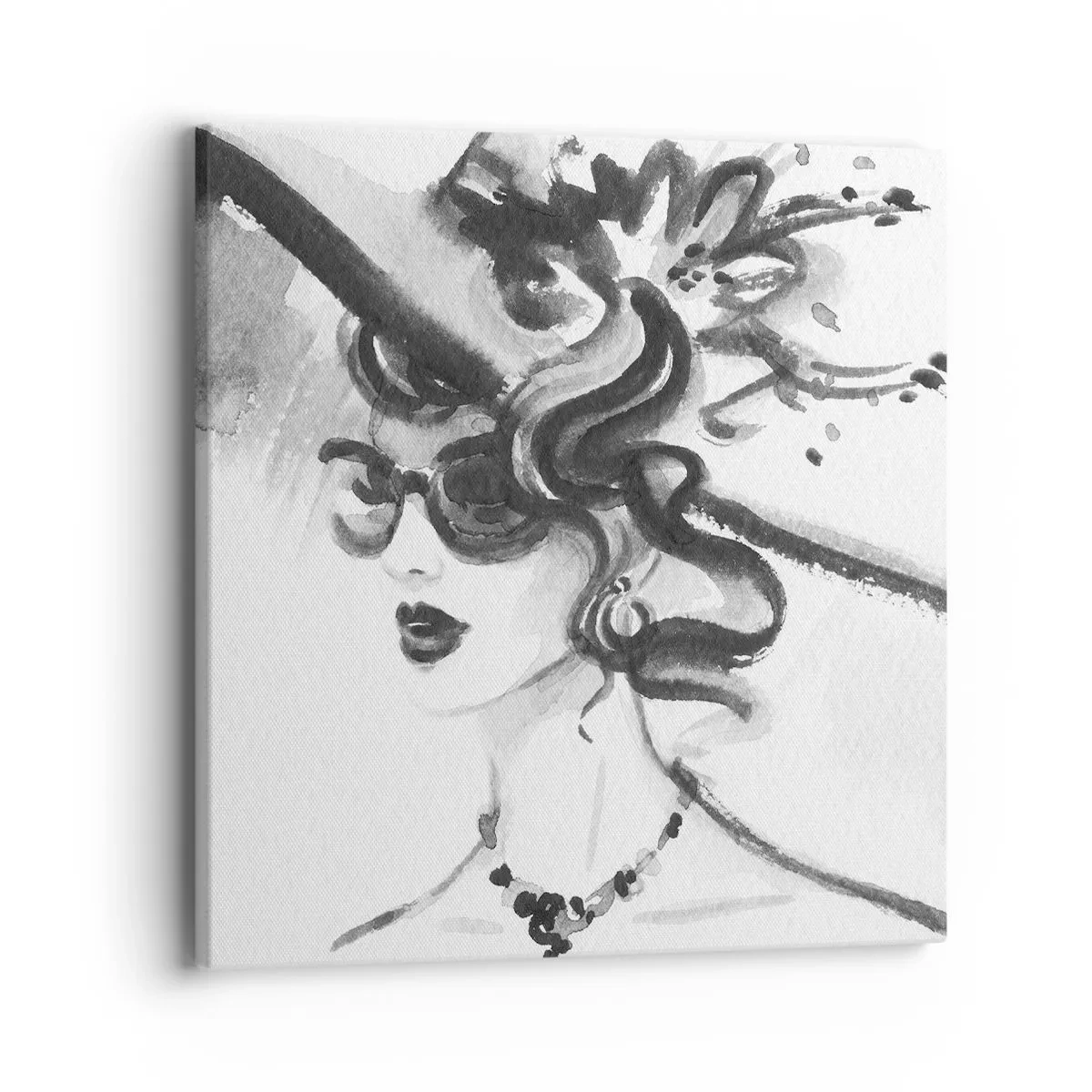 Lærredstryk - Billede på lærred - Dame med karakter - 40x40 cm