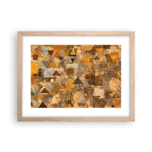 Plakat i ramme af lyst egetræ - Verden i form - 40x30 cm