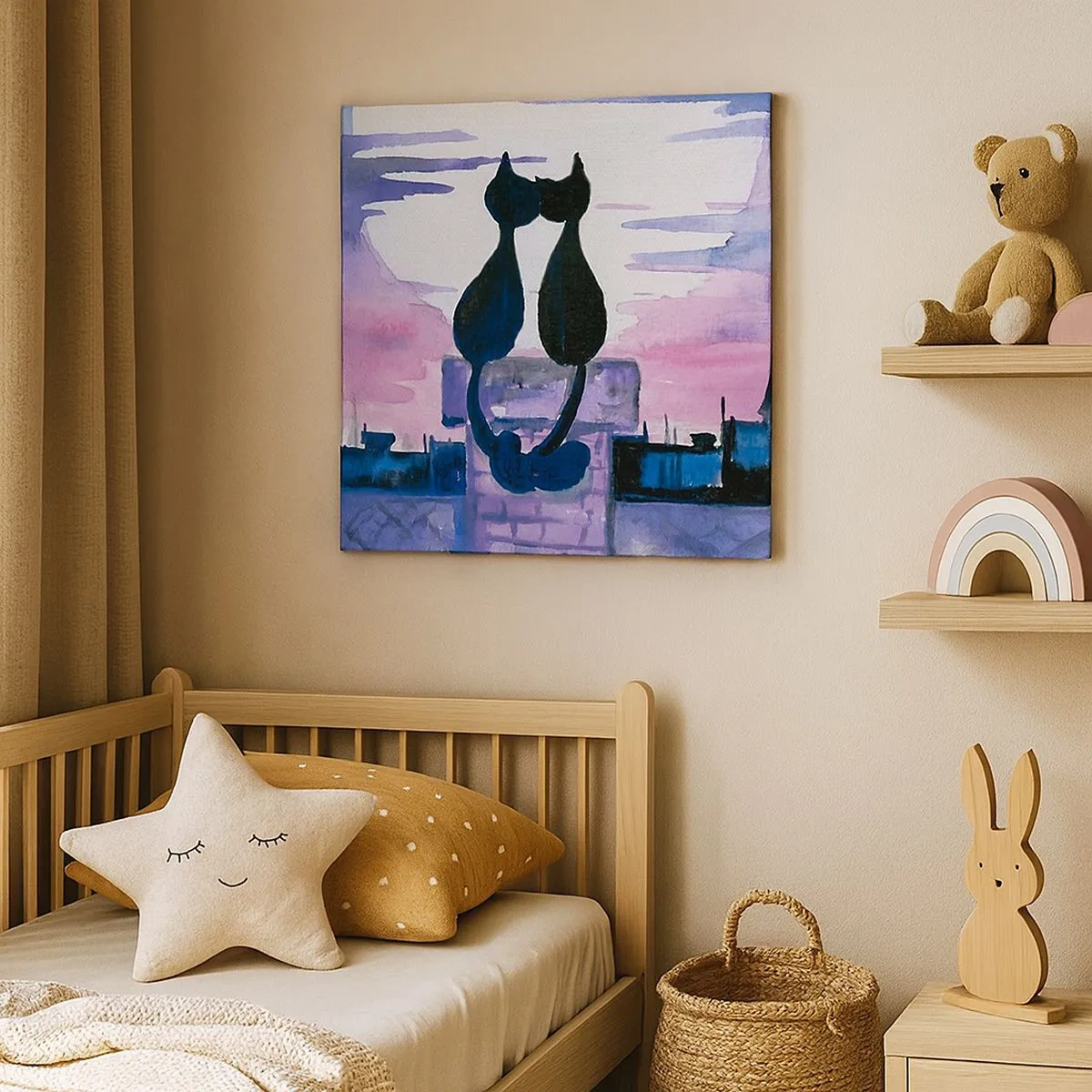 Lærredstryk - Billede på lærred - Rendez-vous under månen - 30x30 cm