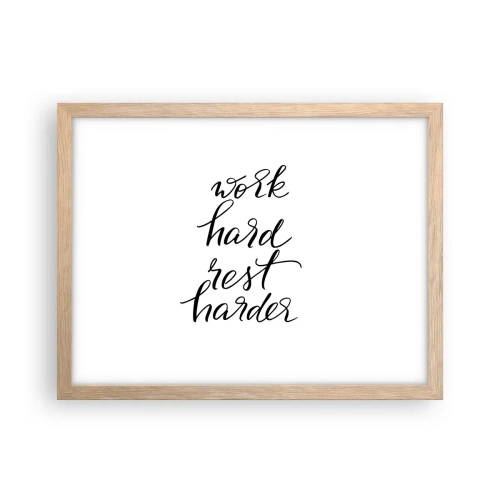 Plakat i ramme af lyst egetræ - Balance i livet - 40x30 cm