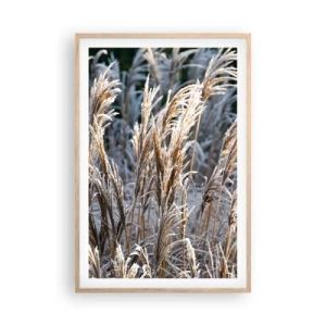 Plakat i ramme af lyst egetræ - Pyntet med frost - 61x91 cm