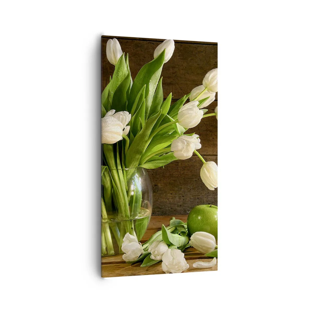 Lærredstryk - Billede på lærred - Saftig og frisk i grøn og hvid - 65x120 cm