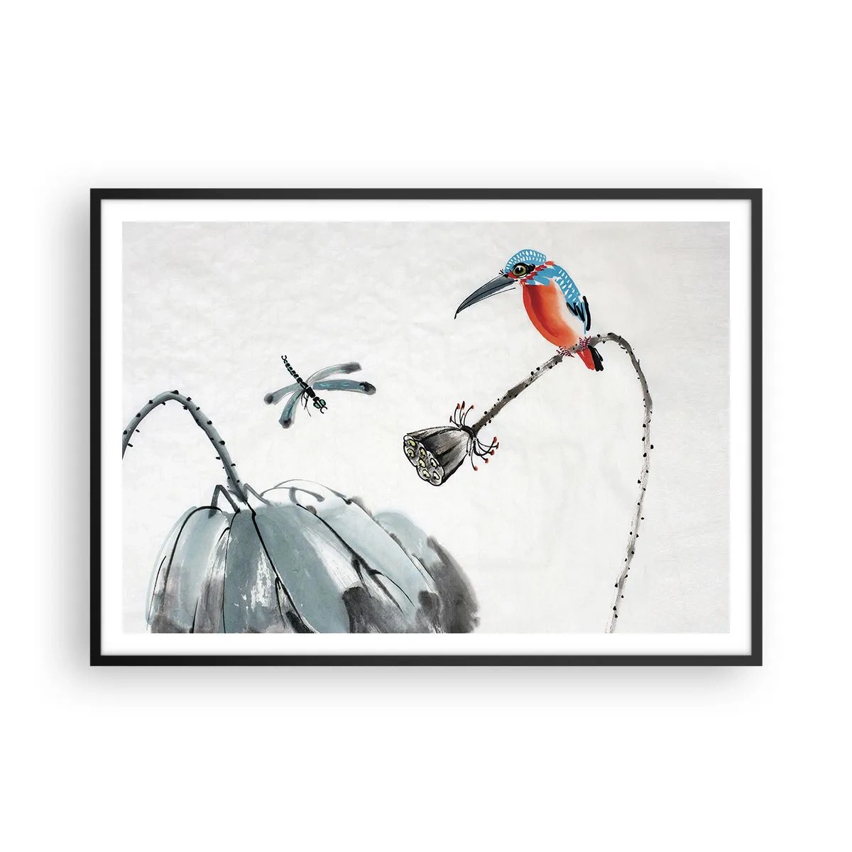 Plakat i sort ramme - Engenes liv - 100x70 cm