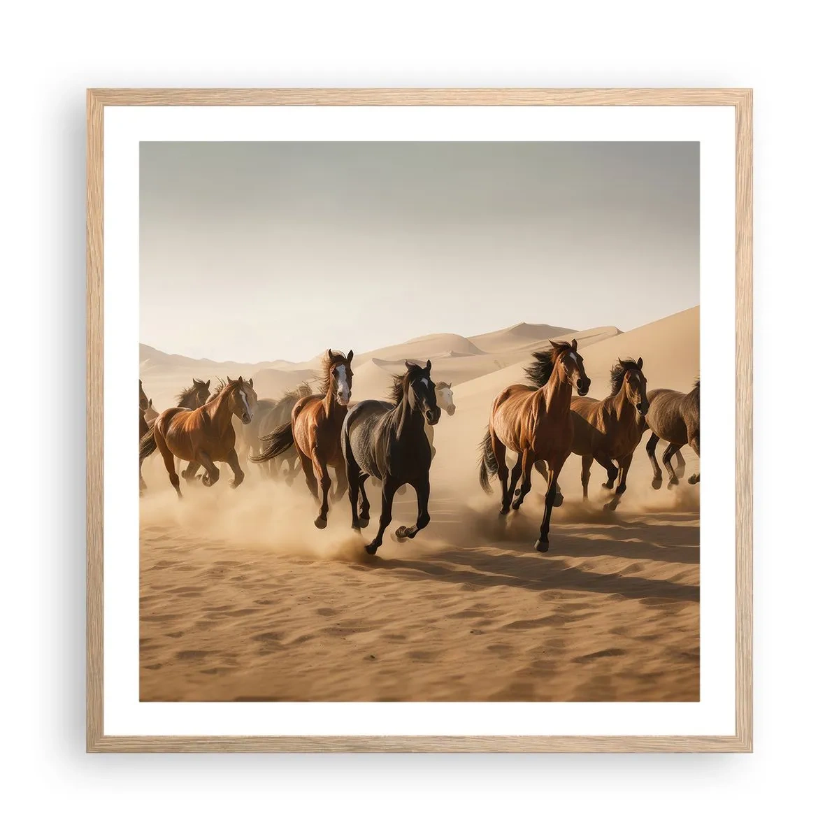 Plakat i ramme af lyst egetræ - Fri som vinden - 60x60 cm